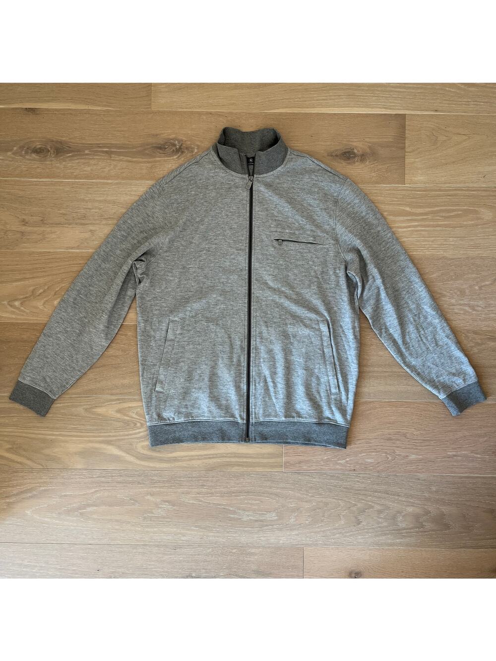 Hart Schaffner Marx Men's Full Zip Sweater Cotton Gray Large